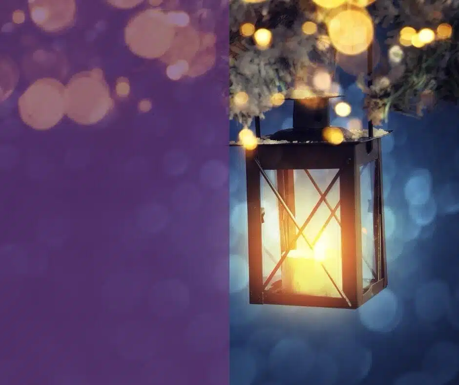 a lantern with a candle in it