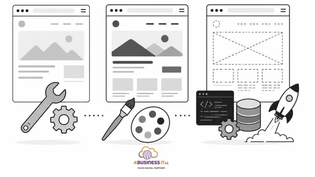 Symbolbild für den Unterschied zwischen Redesign, Update und Rebuild bei einer Webseite