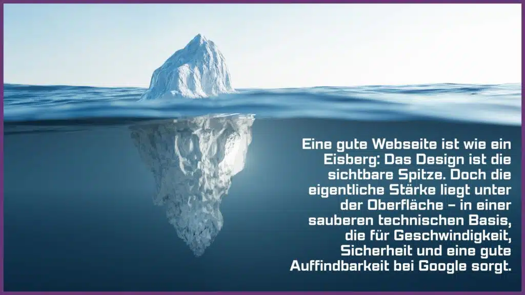 Website-Technik anhand eines Eisbergs erklärt.